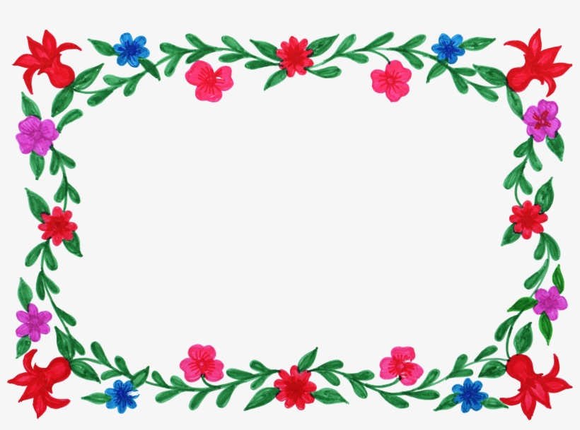 6 Flower Frame Colorful Rectangle Png Transpa Onlygfx - Flowers Photo Frames Png, transparent png download