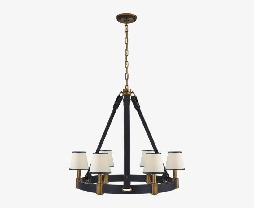 Riley Medium Ring Chandelier Brass/navy Leather - Riley Chandelier, transparent png download