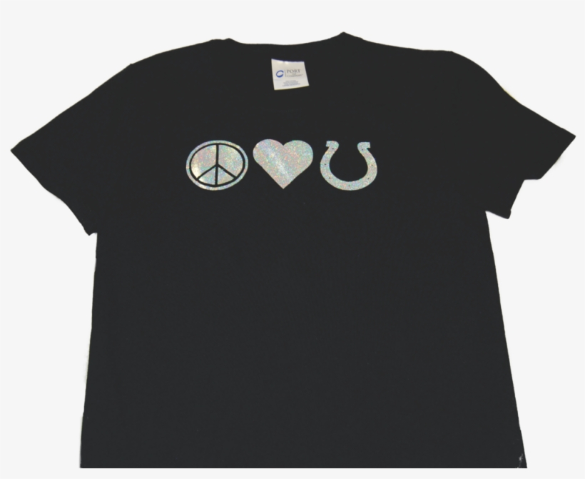 Ladies T-shirt With Peace, Love, Horseshoe Embellishment, transparent png download