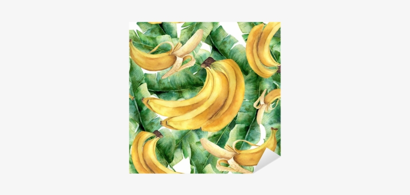 Watercolor Banana Tropical Pattern - Watercolor Painting, transparent png download