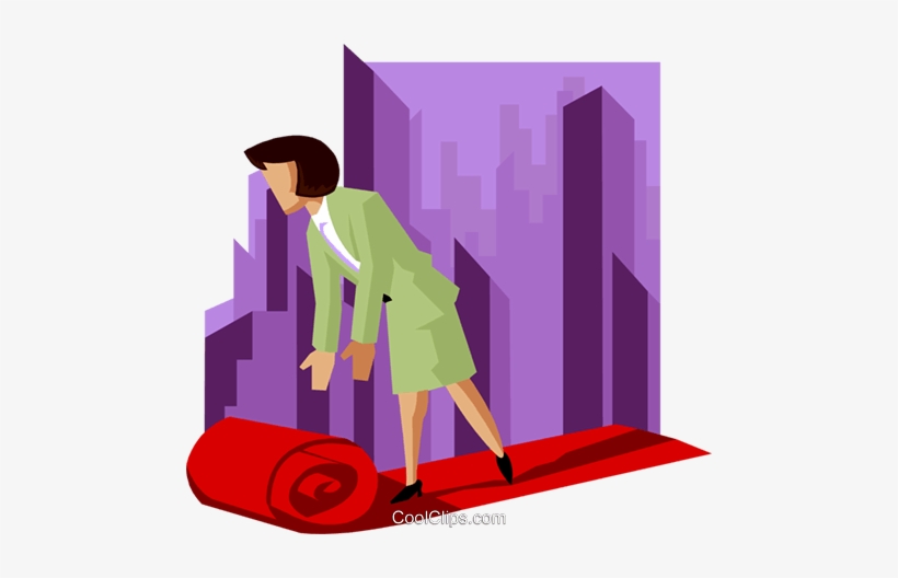 Business Woman Rolling Out Red Carpet Royalty Free - Carpet, transparent png download