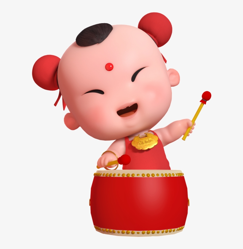 Cartoon Fowa Drums Decoration Material - Chinese New Year, transparent png download