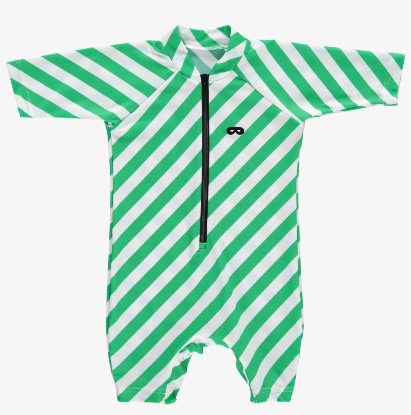 Beau Loves Green Diagonal Stripes Swim Romper, transparent png download