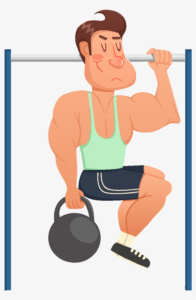 Hand Drawn Character Weightlifting Elements - Cartoon, transparent png download