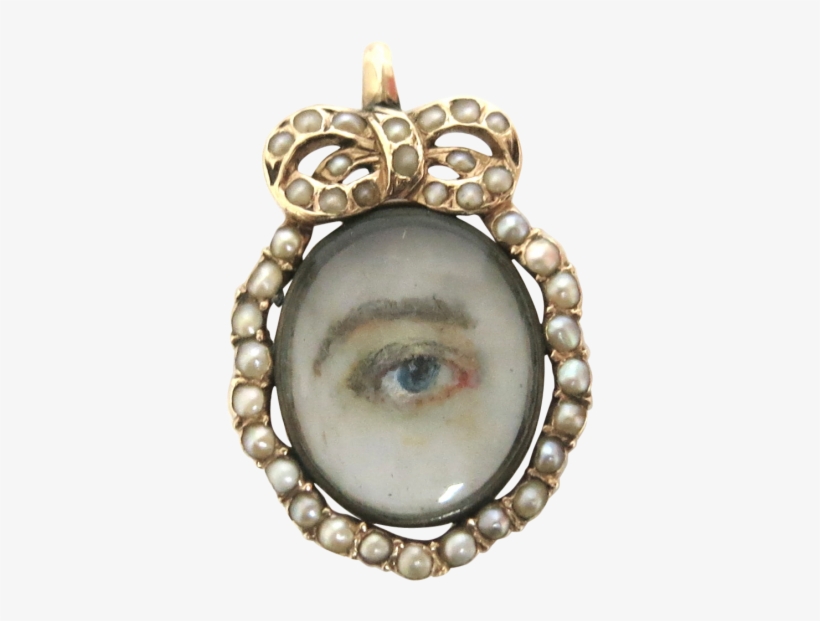 Georgian 18k Gold Lover's Eye Miniature With Pearl - Necklace, transparent png download