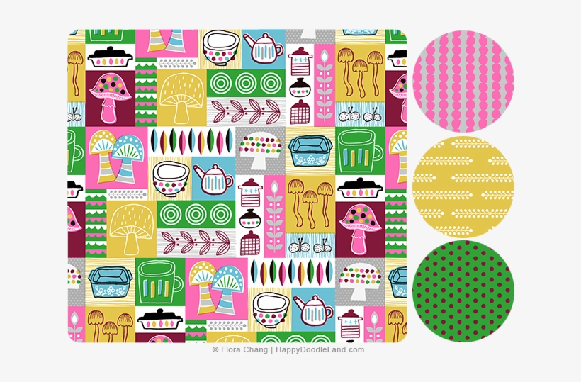 Retro Kitchen Grid Pattern © Flora Chang, transparent png download