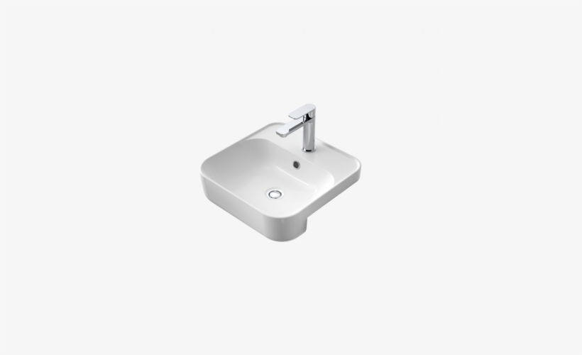 877715w Coolibah Sculptural Square 420 Srb 1th Of - Caroma Luna Semi Recessed Basin 1 Tap Hole, transparent png download