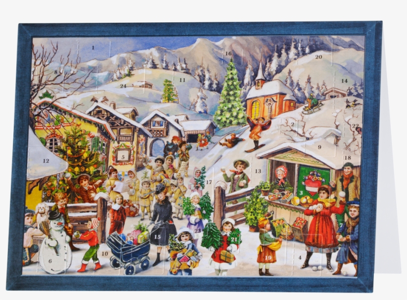 Advent Calendar-postcard Snowball Fight - Old German Christmas Calendar, transparent png download