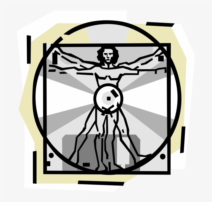 Vector Illustration Of Leonardo Da Vinci's Vitruvian - Biological Treatment Of Generalized Anxiety Disorder, transparent png download