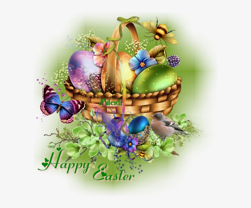 Elegant Easter Basket With Easter Eggs - Easter, transparent png download