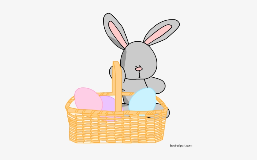 Easter Bunny With Basket Full Of Eggs - Easter, transparent png download