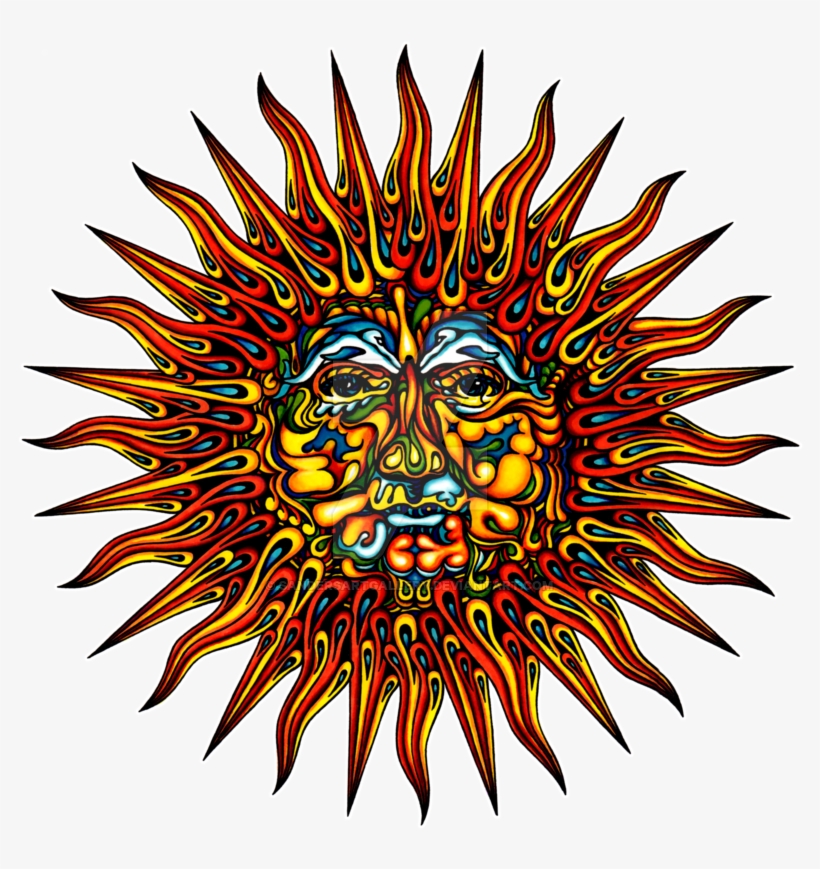 Psychedelic Sun By Sandersartgallery Image Library - Sun Pschedelic, transparent png download