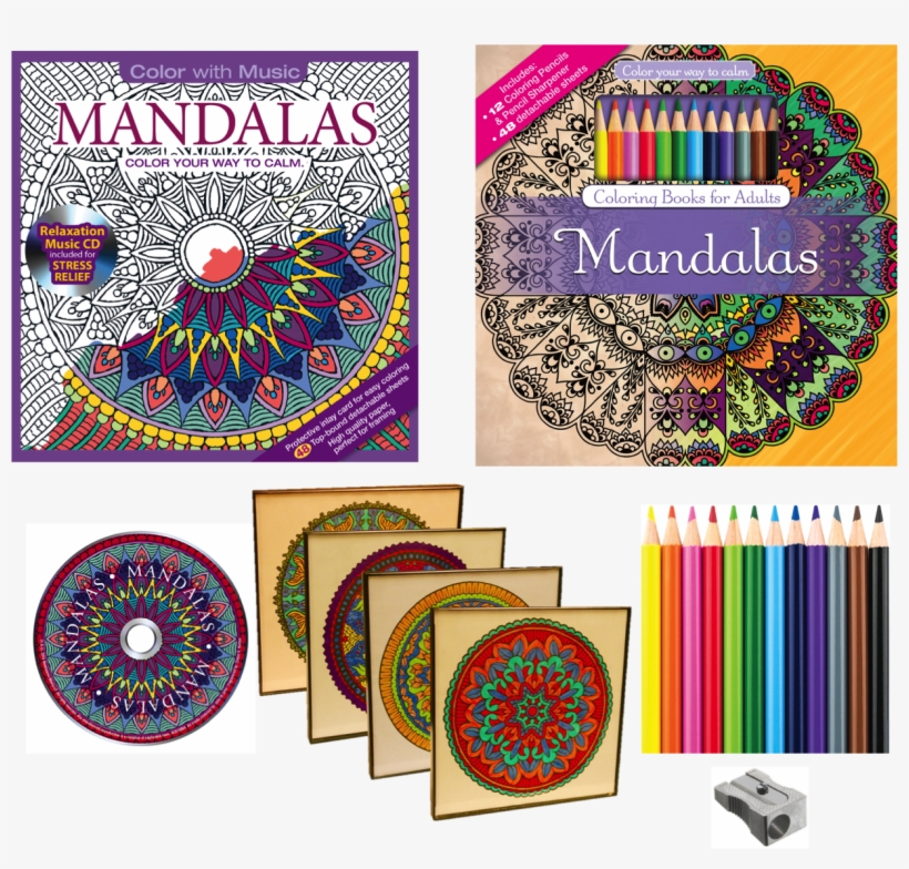 Mandalas Adult Coloring Books & Picture Frames Combination - Mandalas: Color Your Way To Calm [book], transparent png download