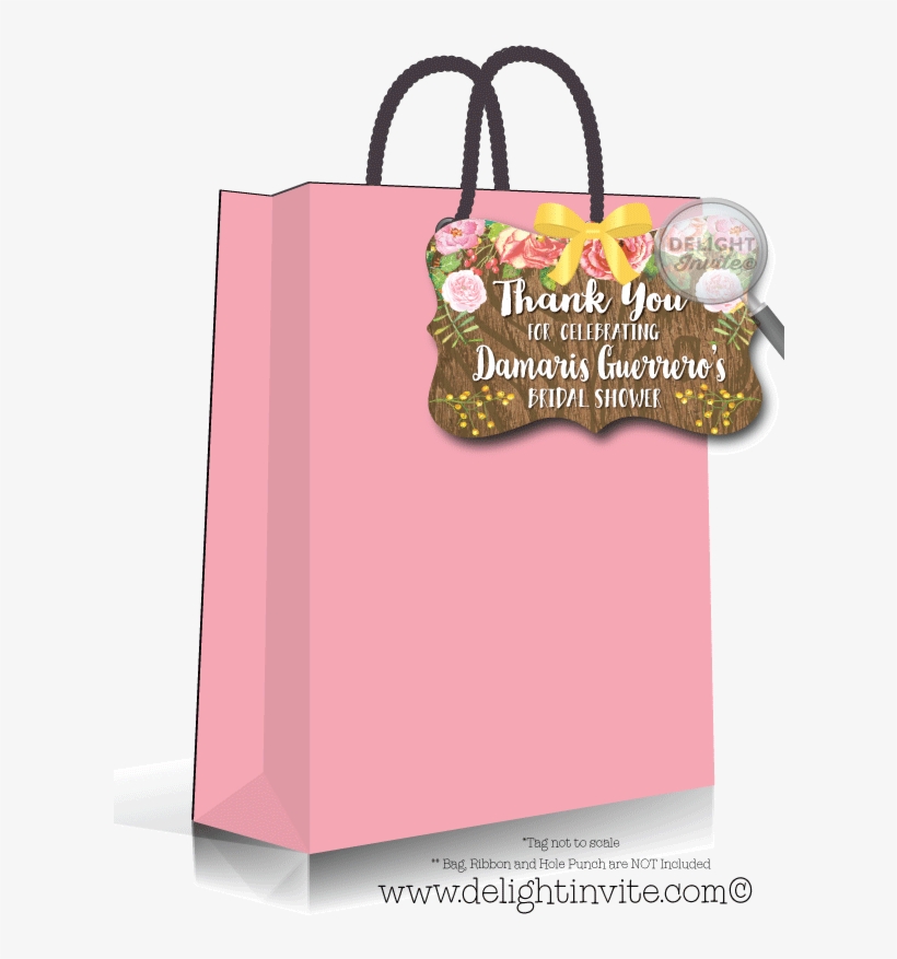 Rustic Floral Watercolor Bridal Shower Flourish Favor - Handbag, transparent png download