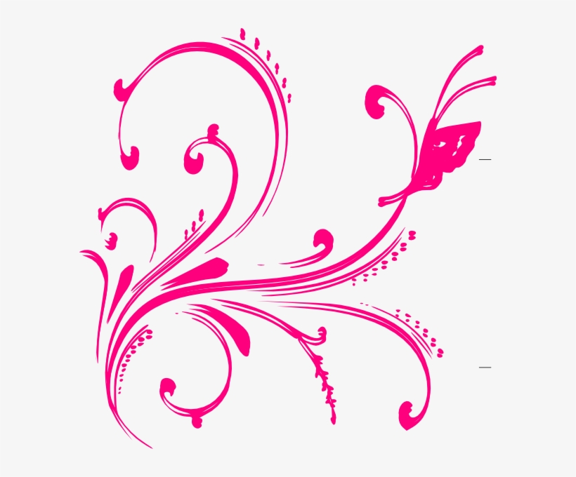 Gold Floral With Butterfly Clip Art At - Pink Floral Vector Png, transparent png download