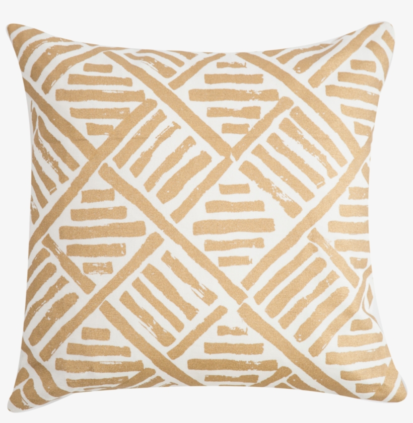 Handmade Screen Printed Gold And Cream Brush Stroke - Filling Spaces Linen Throw Pillow Color: Gold, transparent png download