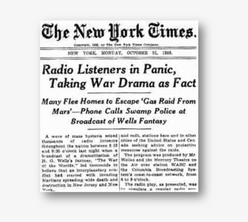 Documentation Has Already Been Provided In Many Scholarly - War Of The Worlds Radio Broadcast, transparent png download