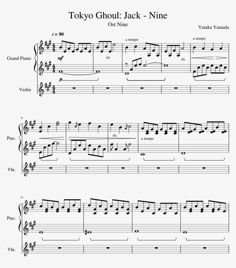 Nine Sheet Music Composed By Yutaka Yamada 1 Of - Sheet Music, transparent png download