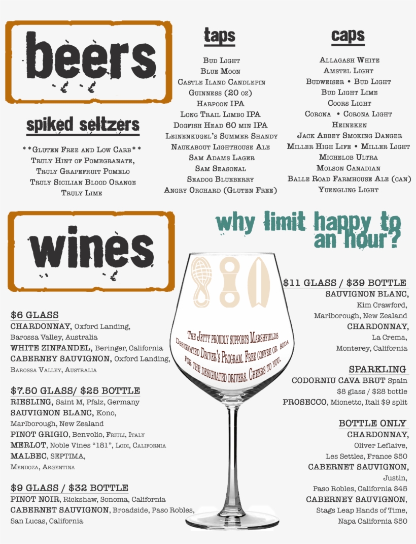 Drink Menu Back With Symbols - The Jetty, transparent png download