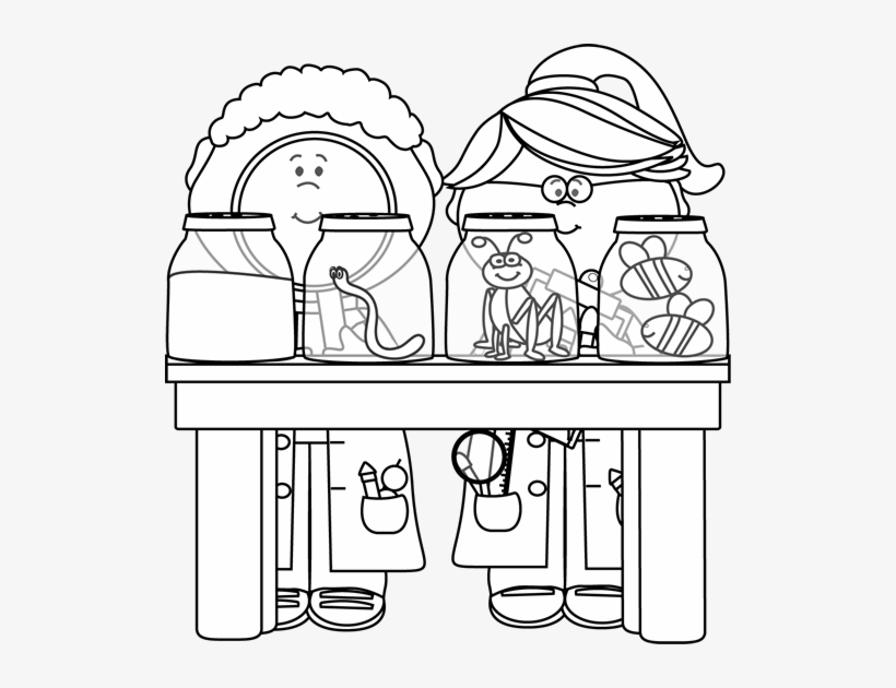 Black And White Kid Scientists Examining Bugs - Some Scientist In White And Black, transparent png download