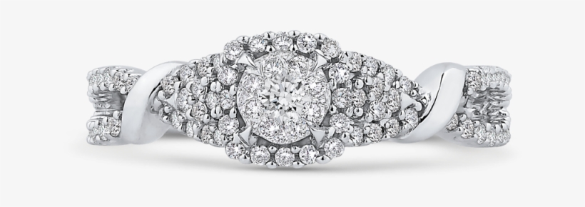 10k White Gold 1/2 Ct White Diamond Fashion Ring - Ring, transparent png download