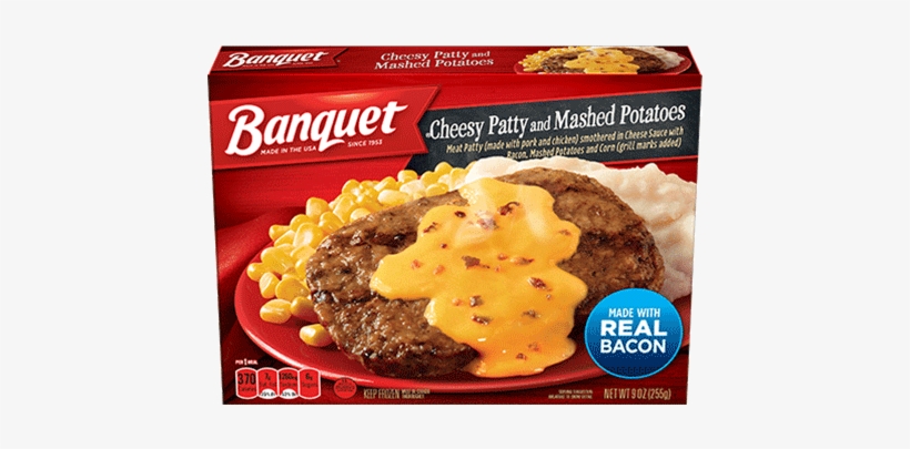 Cheesy Patty And Mashed Potatoes - Banquet Salisbury Steak, Mega Meal - 15.25 Oz, transparent png download