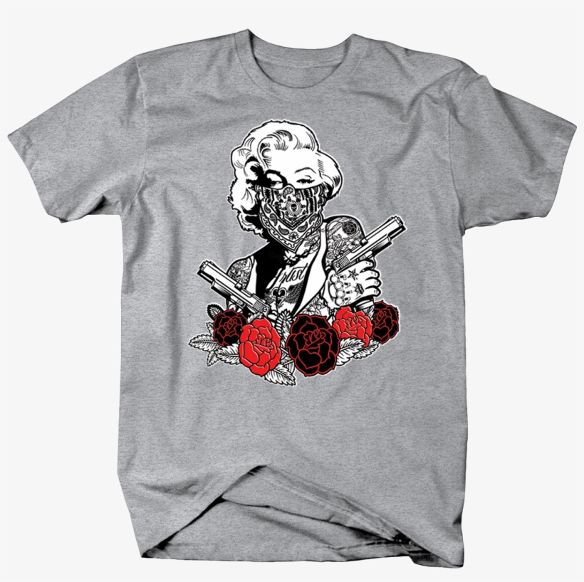 Image Is Loading Marilyn Monroe Guns Red Roses Bandana - New Arrival Marilyn Monroe With Guns Custom Foldable, transparent png download
