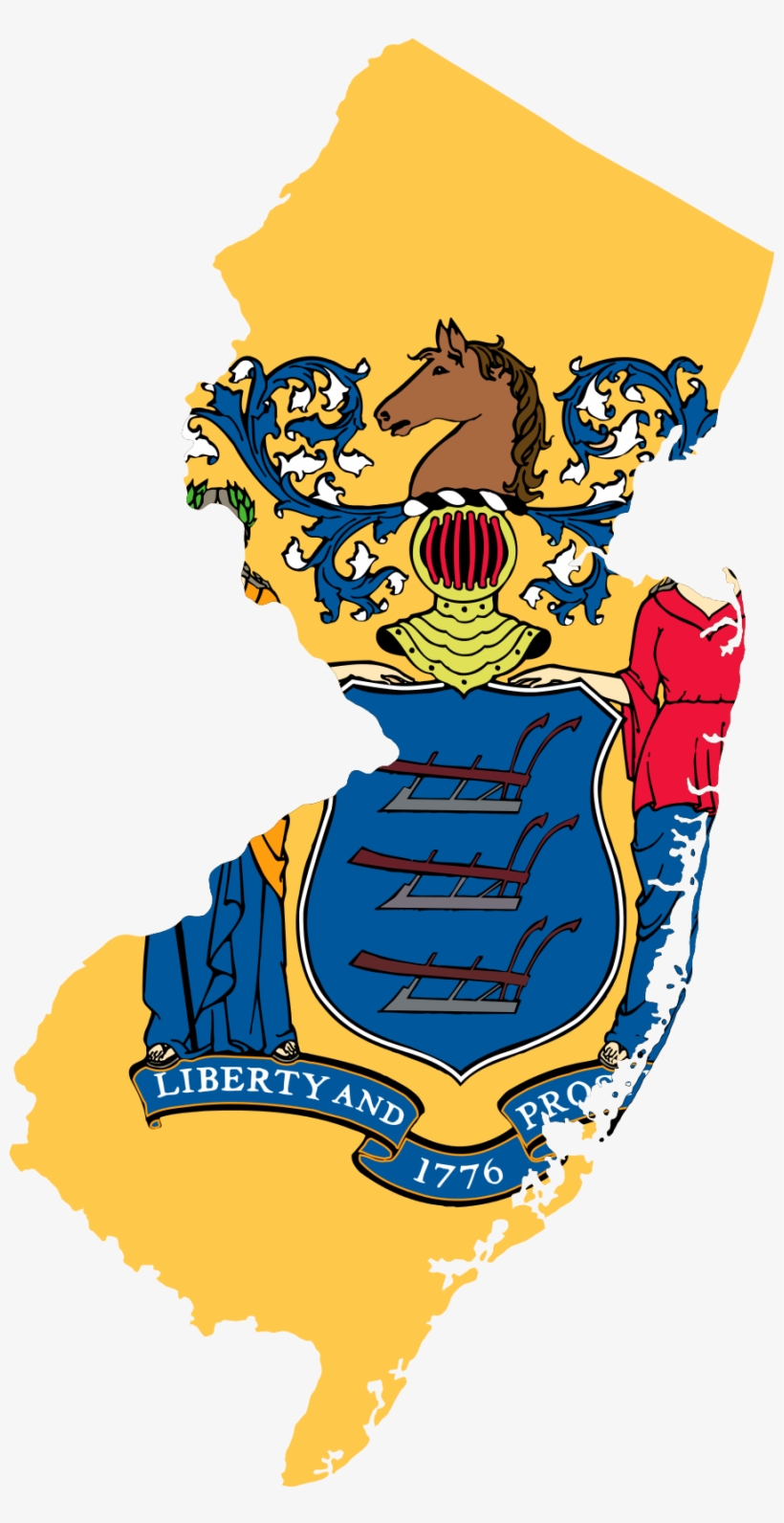 Flag-map Of New Jersey - New Jersey Flag And Seal, transparent png download