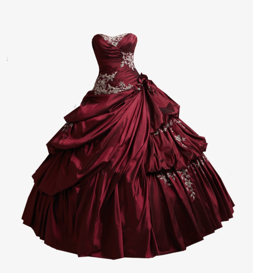 Red Burgundy Ball Gown Png By - Prom Corset Strapless Ball Gown, transparent png download