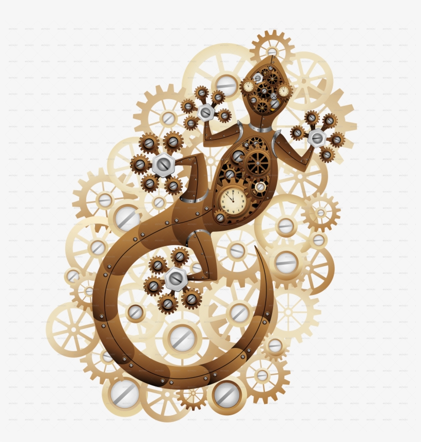 C Steampunk Gecko Lizard Vintage Style Png 5000 - Steampunk Gecko, transparent png download