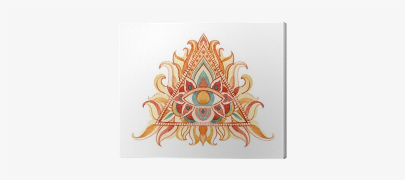 Watercolor All Seeing Eye Symbol In Pyramid - Piramide Acuarela, transparent png download