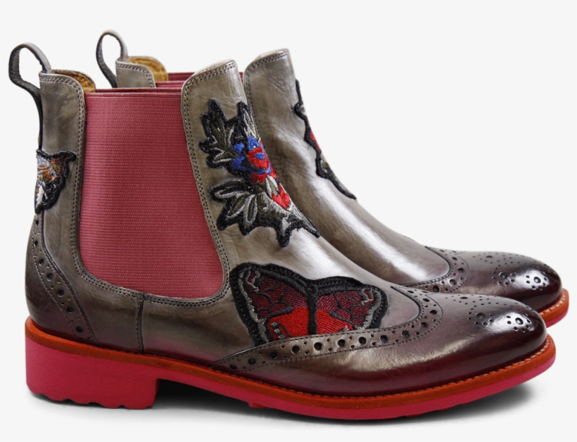 Ankle Boots Amelie 44 Smoke Shade Pink Embrodery Bbf - Motorcycle Boot, transparent png download