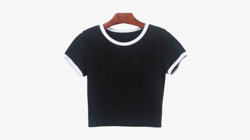 Itgirl Shop Sale White Black Color Edge Cotton Crop - Clothing, transparent png download
