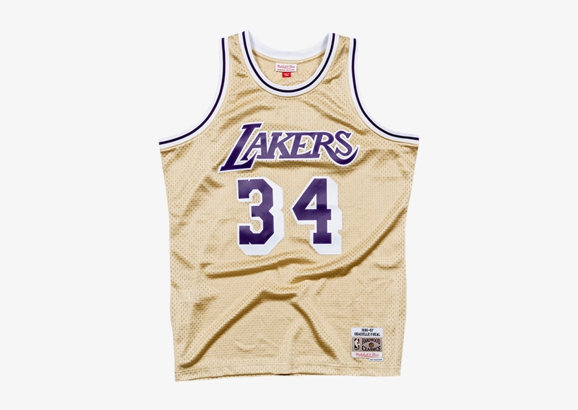 Mitchell & Ness Nba Shaquille O'neal 34 1997 Gold Swingman - Shaquille O Neal Jersey Lakers Gold, transparent png download