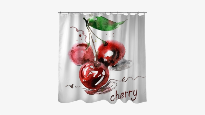 Watercolor Hand Painted Cherry Berries On White Background - Watercolor Painting, transparent png download