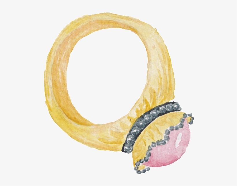 Golden Hand Painted Diamond Ring Fashion Paris Cartoon - Ring, transparent png download