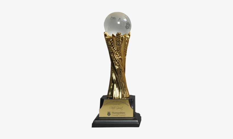 Metal Trophy With Crystal Globe - Crystal And Metal Trophies, transparent png download