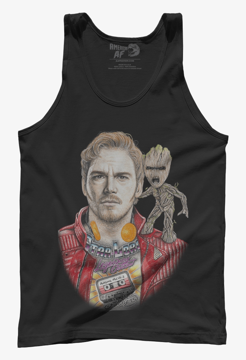 Inked Star Lord And Baby Groot - Inked Star Lord And Baby Groot - Ct2 - Premium Mens, transparent png download
