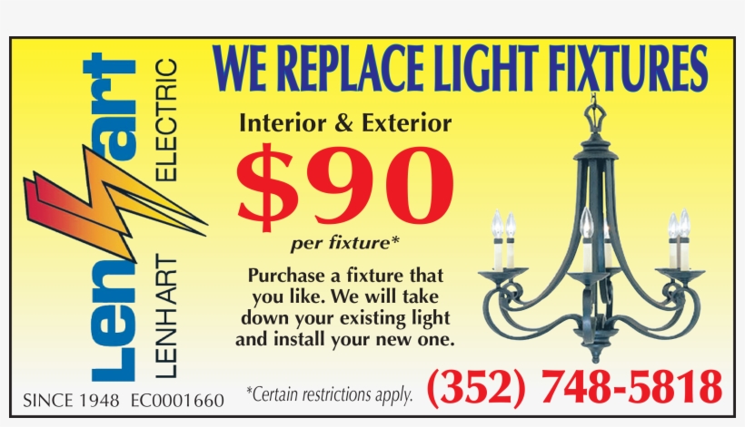 Lenhart Electric Is Licensed, Insured And Proficient - Light Fixture, transparent png download