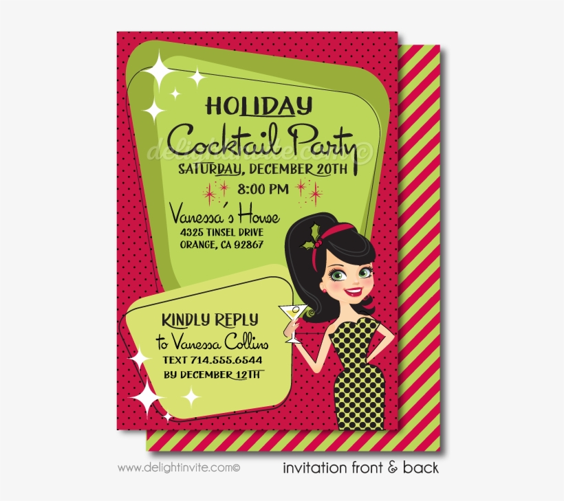 Retro Pinup Girl Christmas Party Invitations - Party, transparent png download