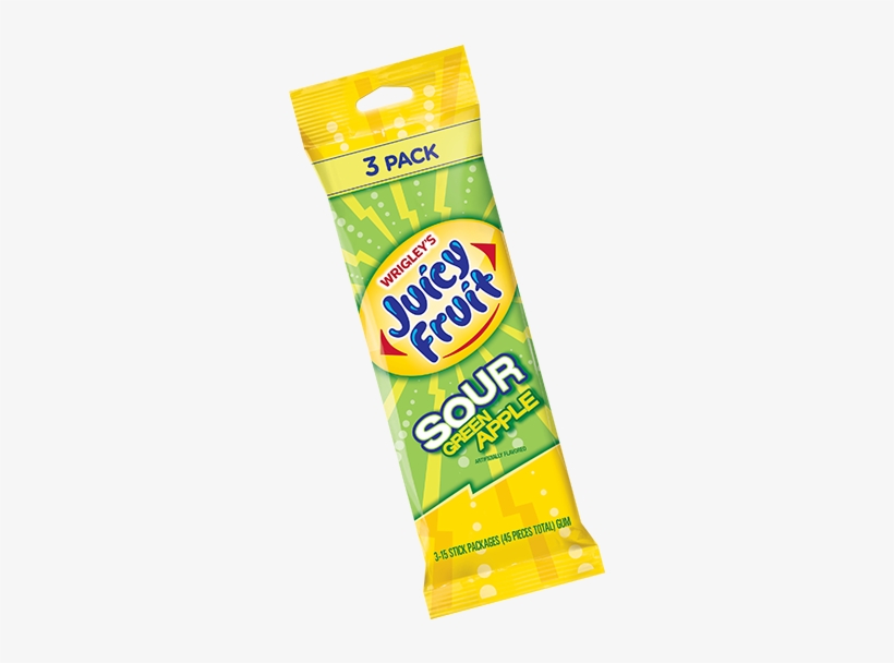 Wrigley Juicy Fruit Sour Green Apple Gum 3 Pack, transparent png download