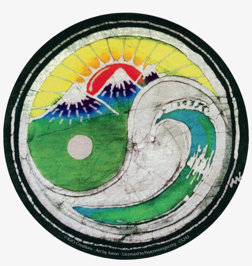 Sunset Wave Yin Yang Batik - Sunset Wave Yin Yang Batik Bumper Sticker Decal 4 5, transparent png download