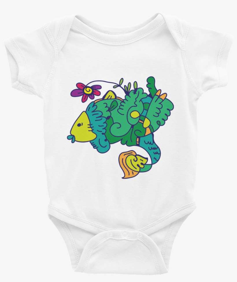 Baby Onesie, Fancy Fish With Flower - Infant Bodysuit, transparent png download