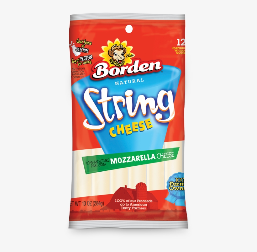 Mozzarella String Cheese - Borden Mozzarella Part Skim Cheese Sliced, transparent png download