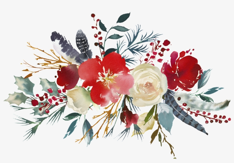 Hand Drawn Wedding Anniversary Invitation Card Png - Red Floral Watercolor Png, transparent png download