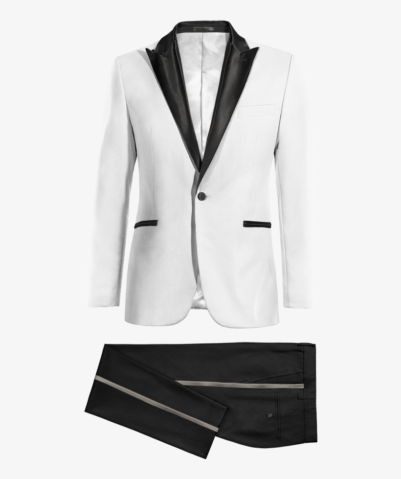 White & Black Peak Lapel Tuxedo01 - Tuxedo, transparent png download