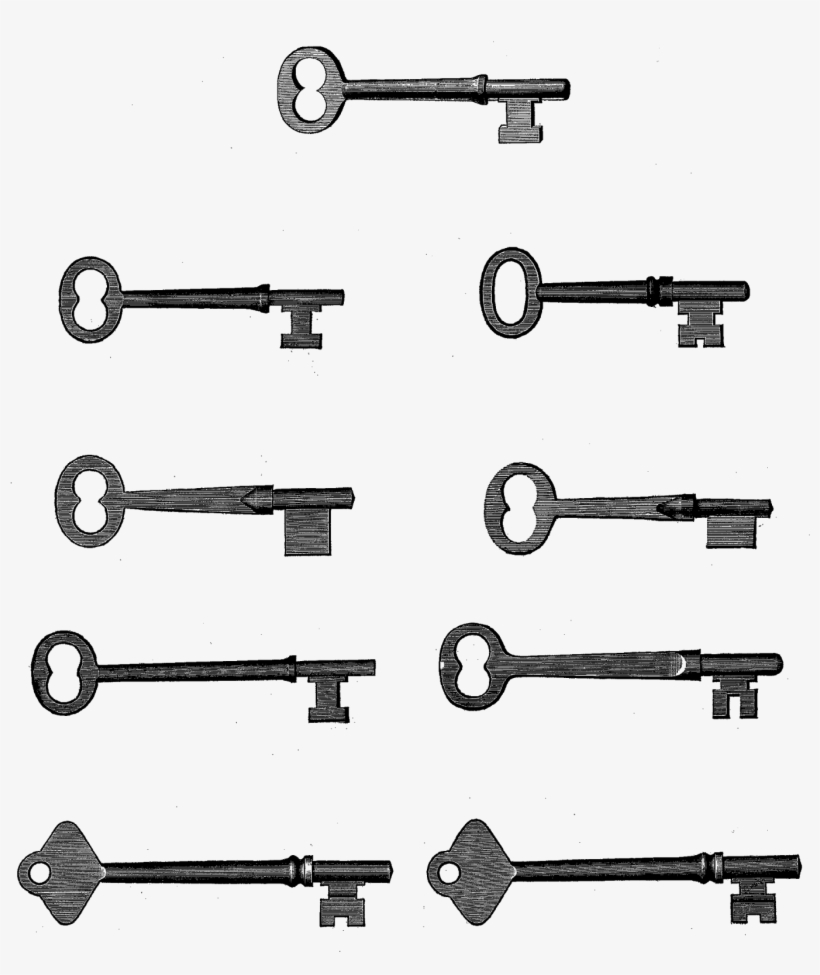 Digital Skeleton Key Collage Sheet Downloads - Tool, transparent png download
