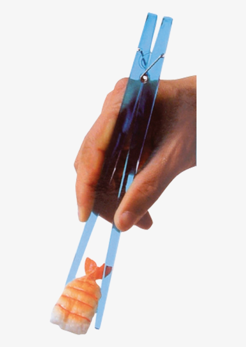 Blue Clothespin Chopsticks Holding A Sushi - Clothespin Chopsticks, transparent png download