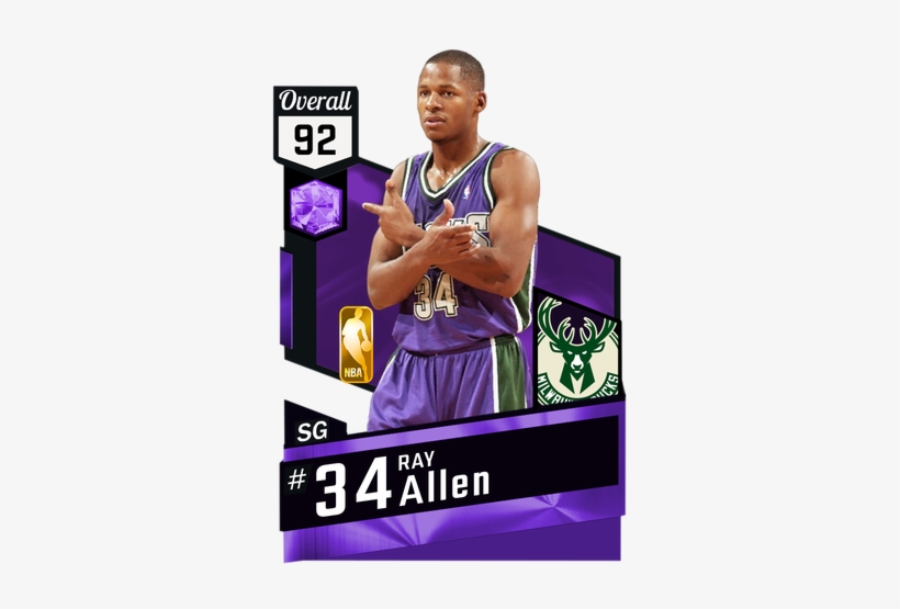 '00 Ray Allen Amethyst Card - Nba 2k18 Gilbert Arenas, transparent png download
