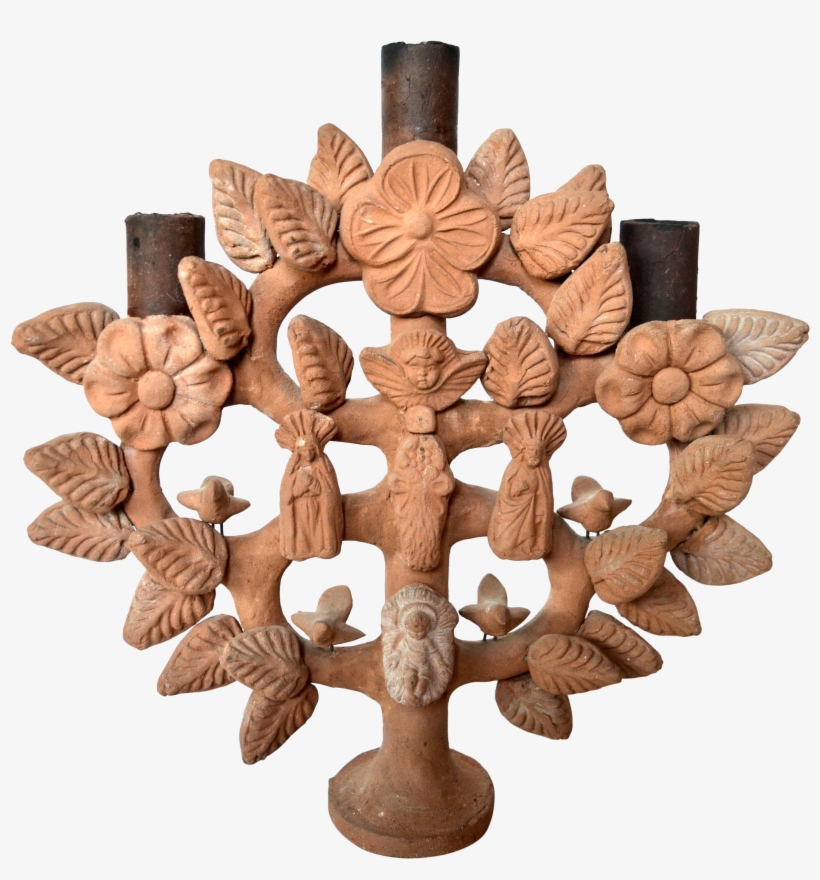 Vintage Mexican Ceramic Tree Of Life Candelabra - Tree Of Life, transparent png download
